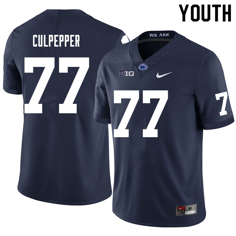 Youth #77 Judge Culpepper Penn State Nittany Lions College Football Jerseys Sale-Navy